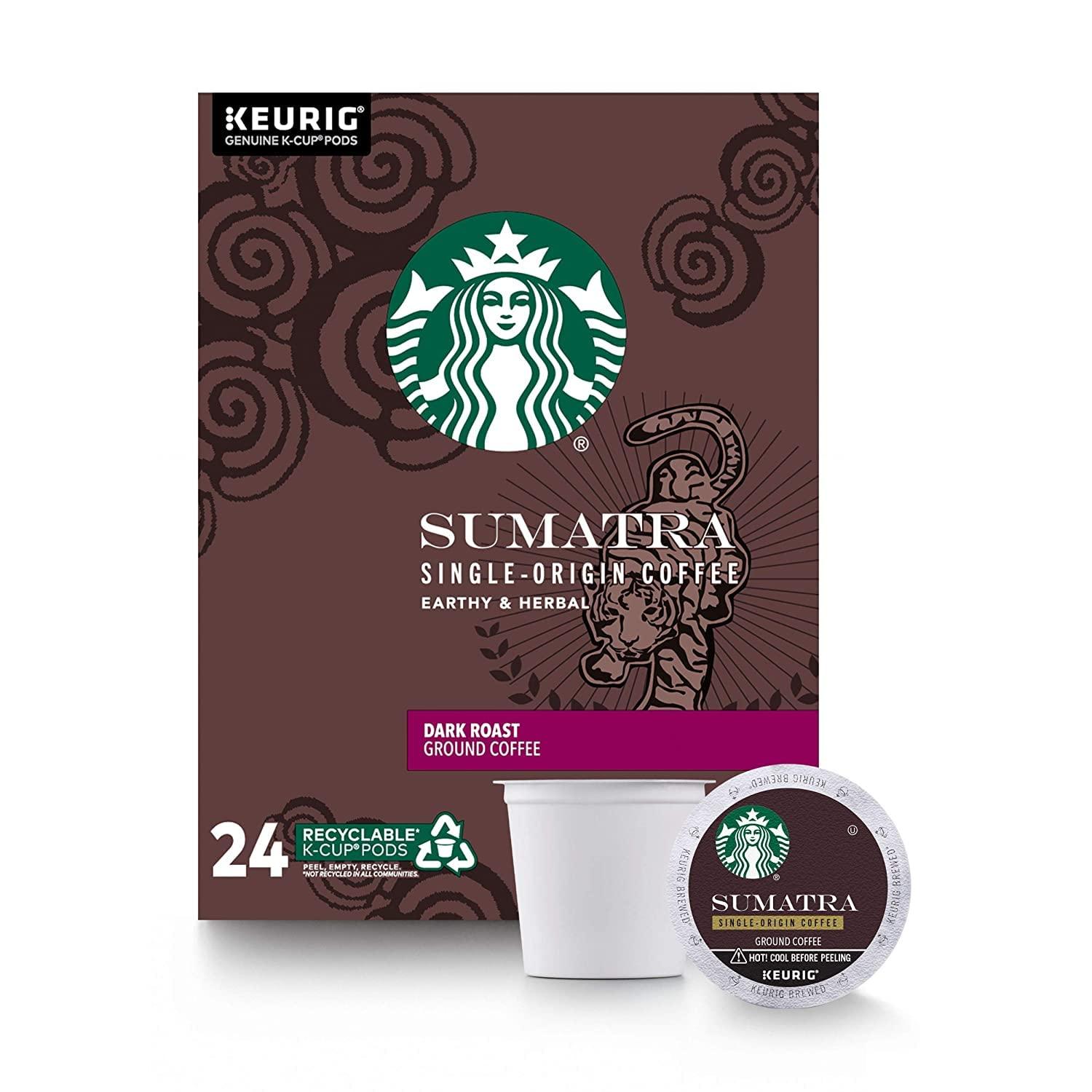 imageStarbucks KCup Coffee Pods Medium Roast Iced Coffee Blend Signature Black for Keurig Brewers 100 Arabica 6 Boxes 60 Pods TotalSumatra
