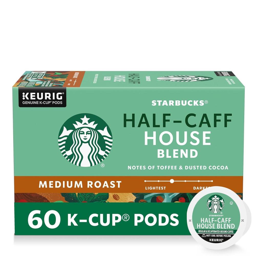 imageStarbucks KCup Coffee Pods Medium Roast Iced Coffee Blend Signature Black for Keurig Brewers 100 Arabica 6 Boxes 60 Pods TotalHouse Blend Haff Caff