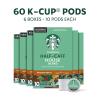 Starbucks K-Cup Coffee Pods, Medium Roast Iced Coffee Blend, Signature Black for Keurig Brewers, 100% Arabica, 6 Boxes (60 Pods Total)(House Blend Haff Caff)
