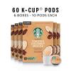 Starbucks K-Cup Coffee Pods, Medium Roast Iced Coffee Blend, Signature Black for Keurig Brewers, 100% Arabica, 6 Boxes (60 Pods Total)(NEW! Toasted Coconut Mocha)