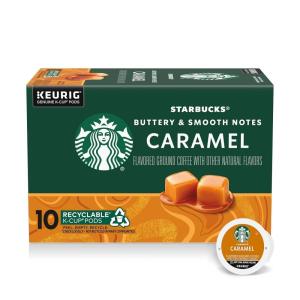 Starbucks K-Cup Coffee Pods, Medium Roast Iced Coffee Blend, Signature Black for Keurig Brewers, 100% Arabica, 6 Boxes (60 Pods Total)(Caramel)