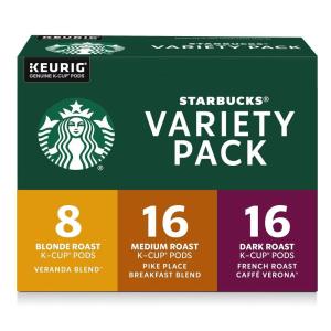 Starbucks K-Cup Coffee Pods, Medium Roast Iced Coffee Blend, Signature Black for Keurig Brewers, 100% Arabica, 6 Boxes (60 Pods Total)(Classic Mix (5 Roasts))