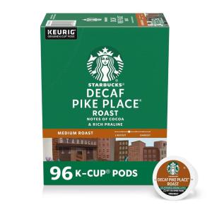 Starbucks K-Cup Coffee Pods, Medium Roast Iced Coffee Blend, Signature Black for Keurig Brewers, 100% Arabica, 6 Boxes (60 Pods Total)(Decaf Pike Place)
