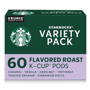 Starbucks K-Cup Coffee Pods, Medium Roast Iced Coffee Blend, Signature Black for Keurig Brewers, 100% Arabica, 6 Boxes (60 Pods Total)(Flavored Variety Pack)