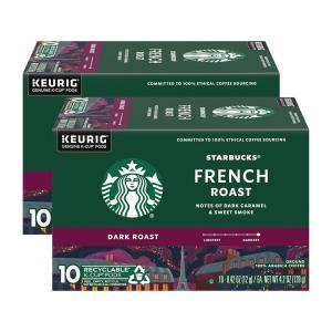 Starbucks K-Cup Coffee Pods, Medium Roast Iced Coffee Blend, Signature Black for Keurig Brewers, 100% Arabica, 6 Boxes (60 Pods Total)(French Roast)