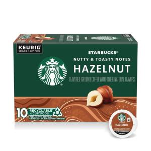 Starbucks K-Cup Coffee Pods, Medium Roast Iced Coffee Blend, Signature Black for Keurig Brewers, 100% Arabica, 6 Boxes (60 Pods Total)(Hazelnut)