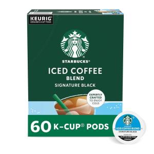 Starbucks K-Cup Coffee Pods, Medium Roast Iced Coffee Blend, Signature Black for Keurig Brewers, 100% Arabica, 6 Boxes (60 Pods Total)(Iced Coffee)