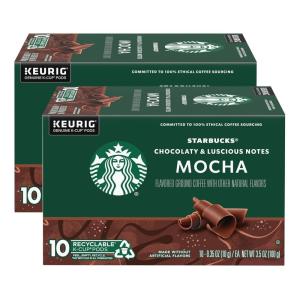 Starbucks K-Cup Coffee Pods, Medium Roast Iced Coffee Blend, Signature Black for Keurig Brewers, 100% Arabica, 6 Boxes (60 Pods Total)(Mocha)