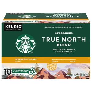 Starbucks K-Cup Coffee Pods, Medium Roast Iced Coffee Blend, Signature Black for Keurig Brewers, 100% Arabica, 6 Boxes (60 Pods Total)(True North Blend)