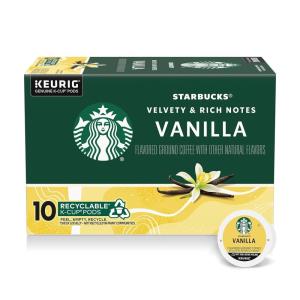 Starbucks K-Cup Coffee Pods, Medium Roast Iced Coffee Blend, Signature Black for Keurig Brewers, 100% Arabica, 6 Boxes (60 Pods Total)(Vanilla)