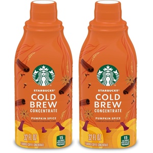 Starbucks Cold Brew Coffee Concentrate, Pumpkin Spice Flavored, Limited Edition, 100% Arabica, Multi-Serve Bottle (32 Fl Oz)(Pumpkin Spice)