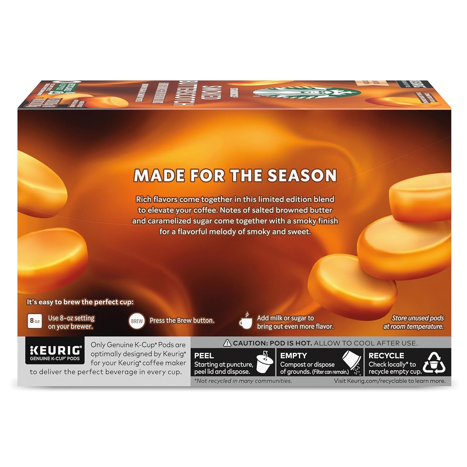 image:imageStarbucks KCup Coffee Pods Smoked Butterscotch Flavored for Keurig Makers 100 Arabica Limited Edition 1 Box 2210 Count Pack of 1