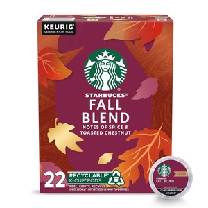Starbucks K-Cup Coffee Pods, Fall Blend Medium Roast Coffee for Keurig Makers, 100% Arabica, Limited Edition, 1 Box (22 Pods)(22 Count (Pack of 1))